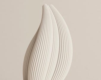 Organic Fluted Vase, Modern Elegance Home Decor, Deep-Ribbed Sculpture