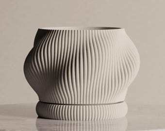 Modern Twisted Succulent Planter with Drainage | Minimalist Geometric Office Decor
