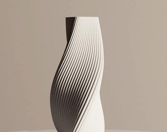 Modern Parametric Swirl 3D Printed Vase | Sculptural Home Decor