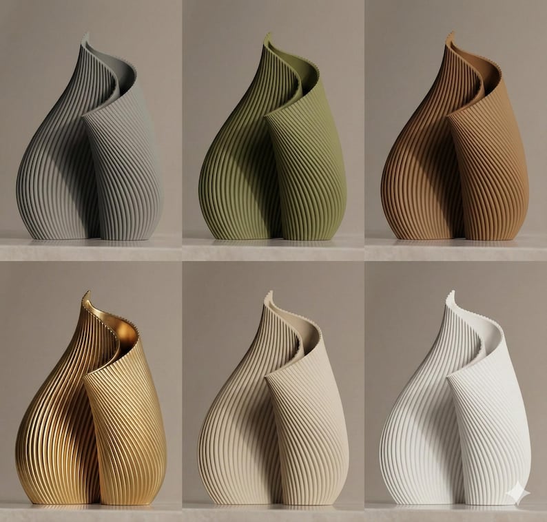 Modern Fluted Spiral Vase | Minimalist Home Decor | Elegant Table Centerpiece | Nordic Aesthetic Gift | Sculptural Vase image 3
