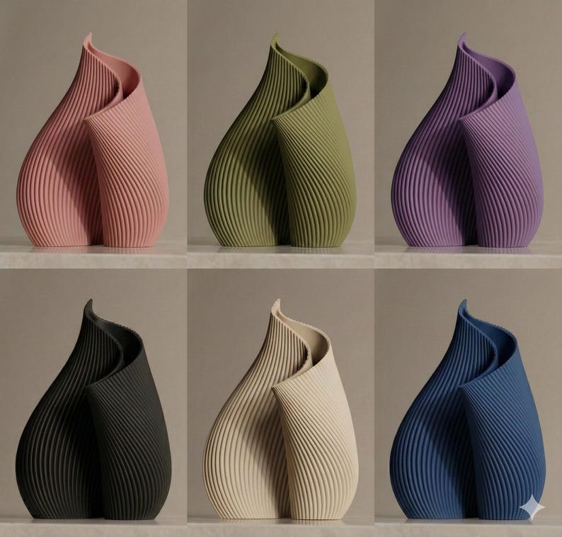 Modern Fluted Spiral Vase | Minimalist Home Decor | Elegant Table Centerpiece | Nordic Aesthetic Gift | Sculptural Vase image 2