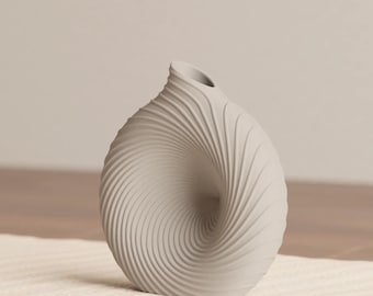 Modern Fluted Spiral Vase | Minimalist Nordic Home Decor, Sculptural 3D Printed Centerpiece