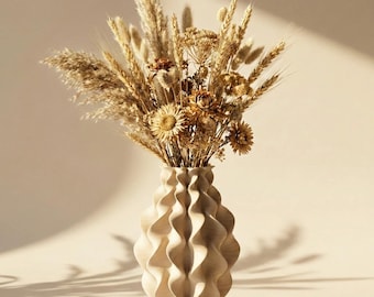 Modern Wavy Ripple Vase | 3D Printed Organic Decor | Minimalist Nordic Style | Unique Tabletop Centerpiece | Housewarming Gift