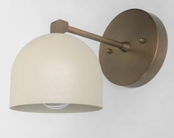 Handmade Dome Wall Sconce – Modern Metal Indoor Lamp, Cream Shade