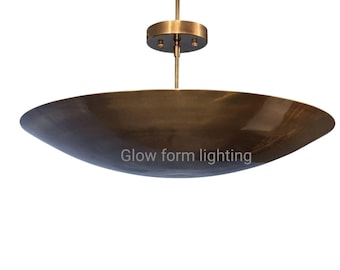 Raw Brass Sputnik Chandelier | Mid Century Modern Flush Mount | 6 Light Brass Ceiling Fixture | Vintage Italian Inspired Lighting