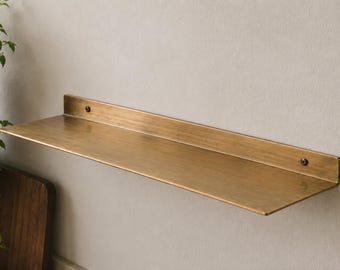 Antique Brass Floating Shelf: Handmade Bathroom Storage, Custom Size (24"x6")