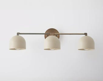 Matte Black Brass Dome Vanity Sconce Light – Modern Bathroom Fixture