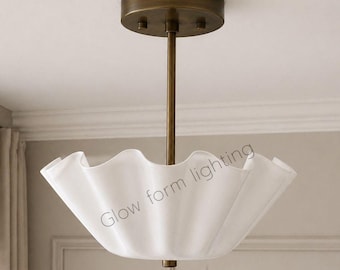 Mid-Century Modern Brass Ceiling Fan Light | Flush Mount Chandelier | Vintage Brass Fan Fixture | Modern Ceiling Lighting | Bedroom Living