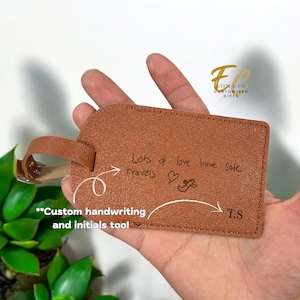 Leather luggage tags, Luggage tags personalized, luggage tag favour, luggage tags wedding, wedding favours - Actual own Custom Handwriting