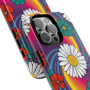 Psychedelic Rainbow Daisy Phone Case Retro 70s Groovy Flower Power iPhone Cover