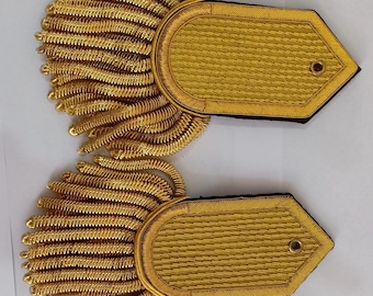 Gold Bullion Fringe Epaulettes Shoulder Boards Hand Embroidered Costume Ceremonial Custom