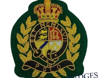 Odznaka na marynarkę z ręcznie haftowanego drutu: Royal Green Vintage Emblem