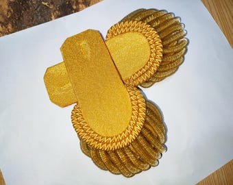 Ceremonial Hand Made Gold Thick Bullion Fringe Epaulettes Shoulder Boards Customized