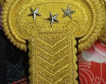 Ceremonial Hand Embroidered Gold Bullion Fringe Epaulettes Shoulder Boards Customized French