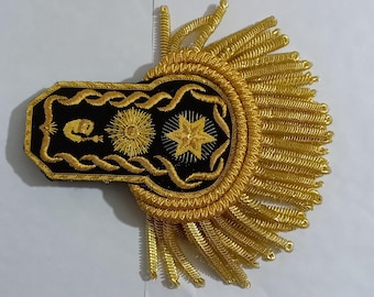 Hand Embroidered Gold Bullion Fringe Epaulettes Shoulder Boards Customized Ceremonial