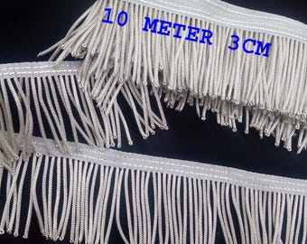10 Meter 3cm Silver Bullion Wire Fringe Hand Made Costume Metal Tassel Metallic French