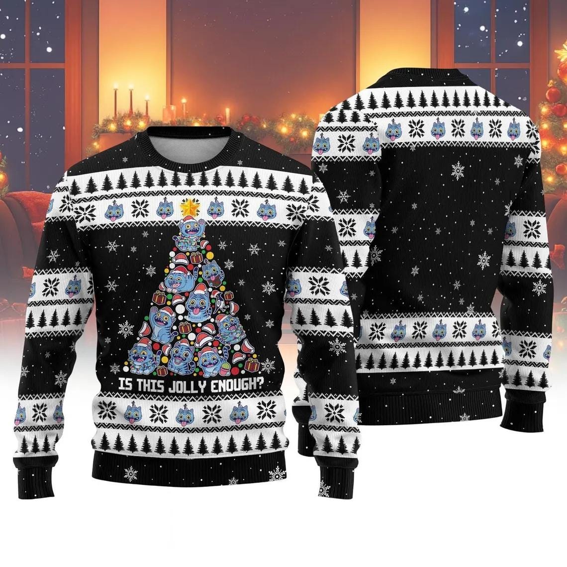 Discover Christmas Derpy Tiger Ugly Sweater, Blue Tiger Kpop Cosplay Kids Sweater, Demon Hunter Costume, Neon Demon Tiger Shirt