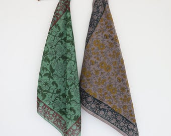 Hand Block Printed Cotton Bandana Set | Floral Boho Head Wraps