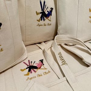 Custom Embroidered 18oz Canvas Tote Bag: Bachelorette Party Gift Après Ski