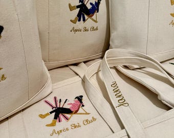 Custom Embroidered 18oz Canvas Tote Bag: Bachelorette Party Gift Après Ski