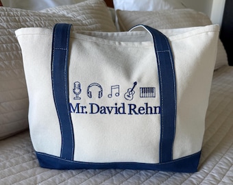 Personalized Music Teacher Tote Bag | Piano Teacher Gift | Custom Name Music Tote | Band Choir Teacher Gift