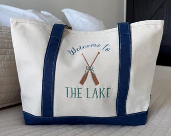 Lake House Welcome Tote Bag - Embroidered Canvas