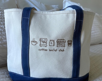 Coffee Lover Tote Bag | Coffee Social Club Canvas Tote