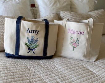 Personalized Floral Bouquet Tote Bag