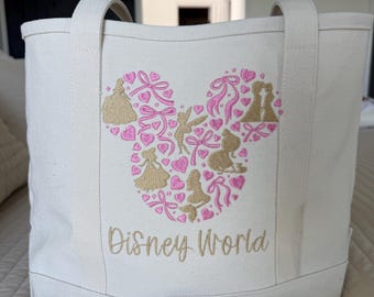 Princess Vacation Tote Bag | Theme Park Trip Tote | Magical Castle Tote | Family Trip Bag | Girls Trip Tote | Embroidered Travel Tote