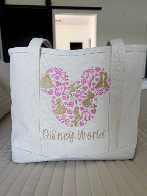Princess Vacation Tote Bag | Theme Park Trip Tote | Magical Castle Tote | Family Trip Bag | Girls Trip Tote | Embroidered Travel Tote