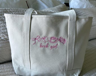 Book Girl Tote Bag | Personalized Book Lover Gift |