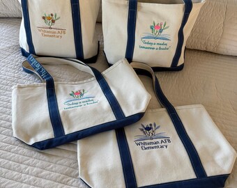 Custom Embroidered 18oz Canvas Tote Bag: Teacher Gift