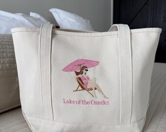 Custom Embroidered Girls Trip Tote Bag - Canvas