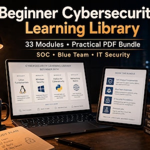 Cybersecurity Beginner Bundle | SOC Analyst Study Guides | Linux Windows Python PowerShell | PDF Digital Download 33 MODULE