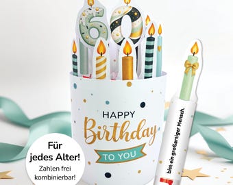 Duplo Banderole Geburtstag – Geschenk für jedes Alter | Geldgeschenk & Gutscheinverpackung | PDF Druckvorlage