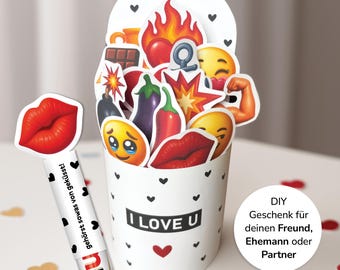 Gift for him – fun, cute Duplo wrappers | DIY love gift for your partner | PDF printable template