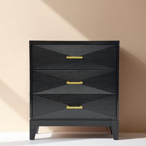 Black and Gold 3D Nightstand: Modern Glam Bedside Table