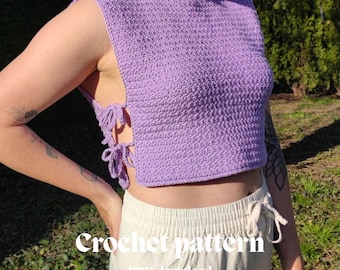 CROCHET PATTERN - Trinity Side Tie Top - Easy/Intermediate -Spring/Summer - Instant PDF-Download