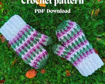 MODÈLE DE CROCHET - Mitaines au point de mousse, idéal pour les débutants, pour l'automne et l'hiver - Téléchargement PDF instantané