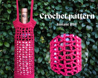CROCHET PATTERN - Easy (wine) bottle holder bag - Instant PDF-Download