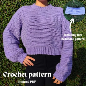 CROCHET PATTERN - Free Headband Pattern included - Easy Peasy Lila Jumper/Sweater - Beginner-Friendly - Instant PDF-Download