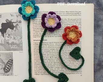 Crochet Flower Bookmark Pattern: Easy Heart Leaf Design (PDF Download)