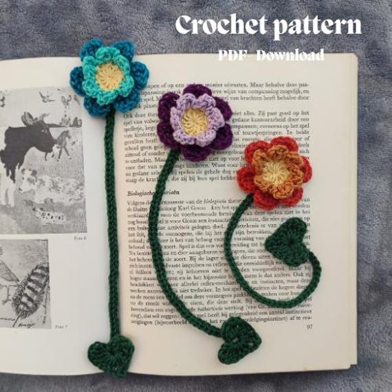 38 Flower Bookmark Crochet Patterns to Add a Handmade Touch to Reading Time 12 Crochet Flower Bookmark Pattern: Easy Heart Leaf Design