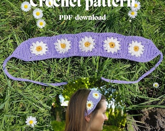 CROCHET PATTERN - Daisy Headband - Easy/Intermediate - Instant PFD-Download