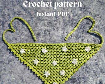 CROCHET PATTERN - Flower Mesh Bandana - Beginner-Friendly/ Easy - Instant PDF-Download