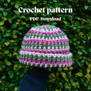 CROCHET PATTERN - Moss Stitch Hat, beginner-friendly, for fall and winter - Instant PDF download