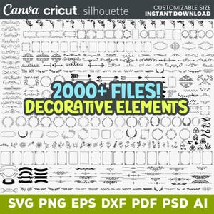 Decorative Elements Svg Bundle, Decorative Frame Svg, Decorative Border Svg, Wedding Elements, Frame Svg Bundle, Svg For Cricut, Instant
