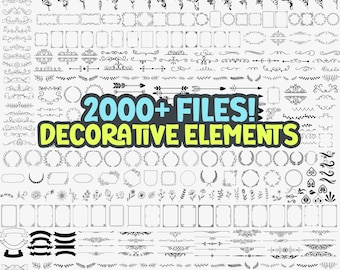 Paquete de elementos decorativos SVG, marco decorativo SVG, borde decorativo SVG, elementos de boda, paquete de marcos SVG, SVG para Cricut, instantáneo