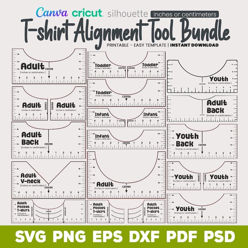 Tshirt Placement Template, T-shirt Alignment, Printable Tshirt ...