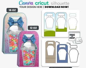 Dome Cup Holder Template, 16 - 12 oz Dome Cup Favor Template, Dome Cup Svg, Vaso Domo Editable Canva, Svg For Cricut, Instant Download